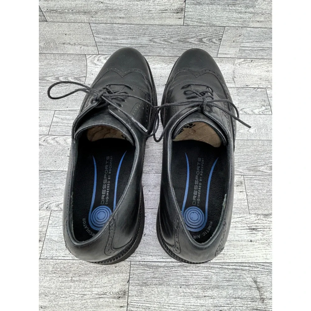 Rockport Dressports Wingtip Oxfords Black Leather Lace Up Men Shoes 10W‎